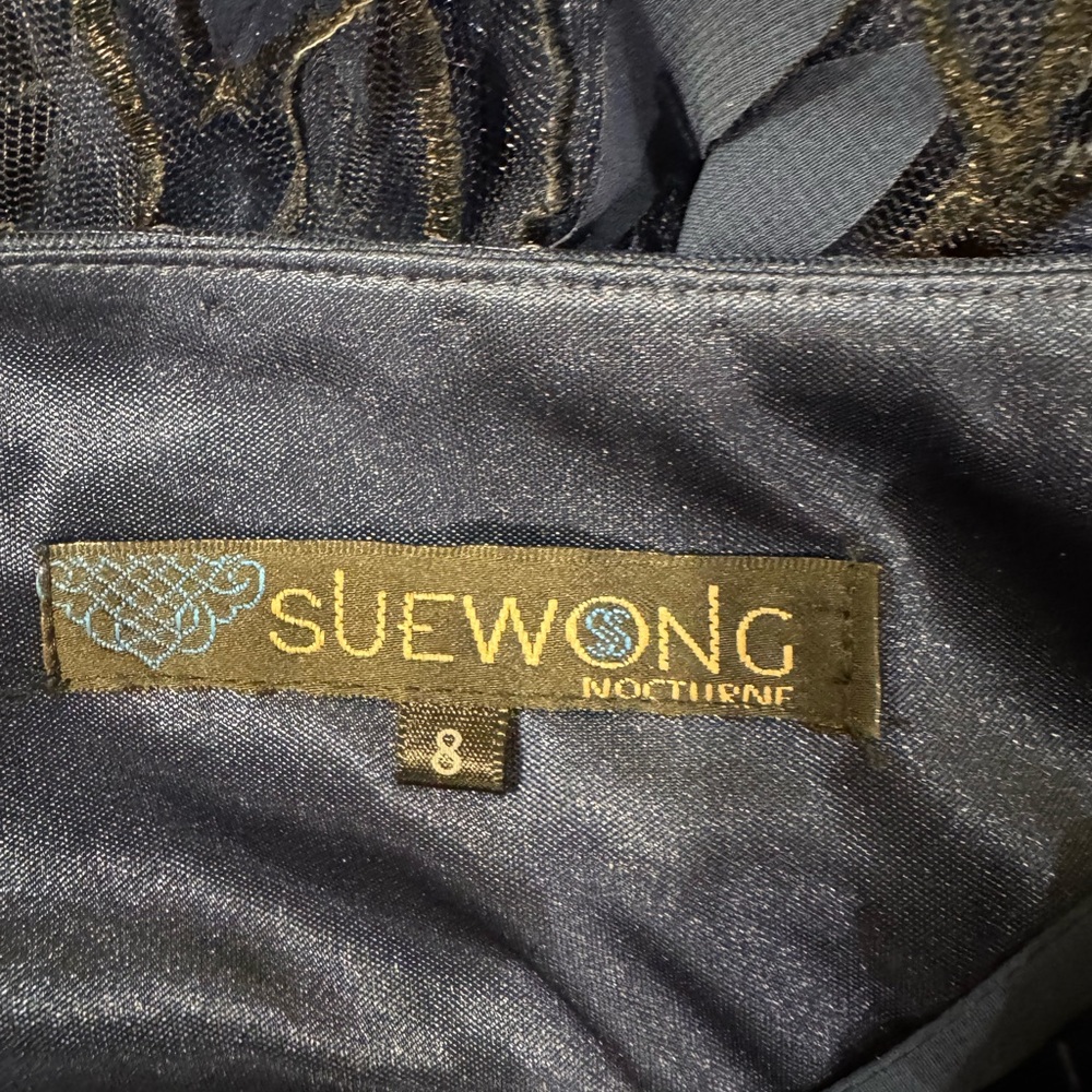 Sue Wong Blue Ruffled Embellished Mini Dress - Picture 2 of 5